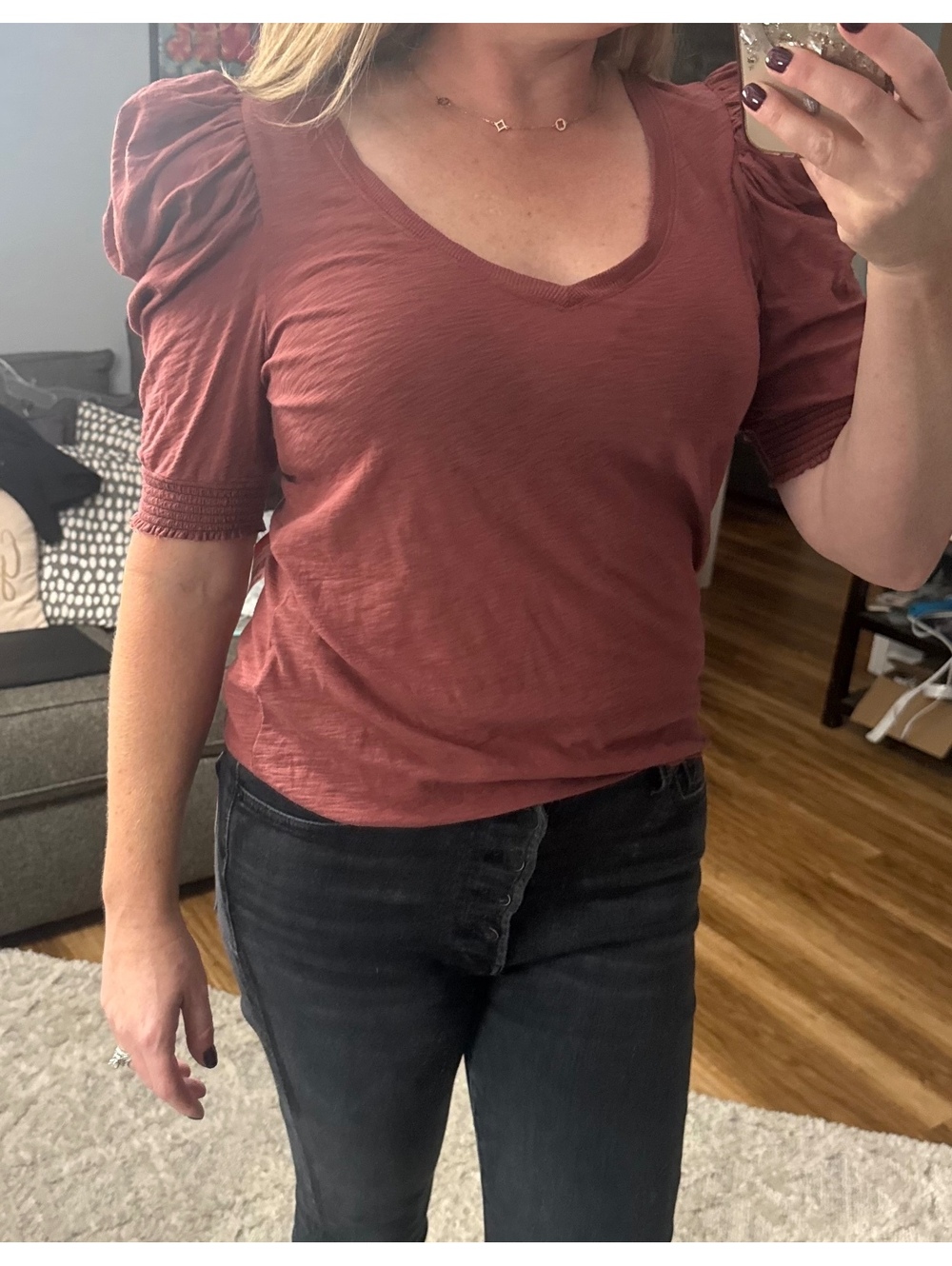 Nation LTD Celine Tee in a Burgundy Women’s Size M